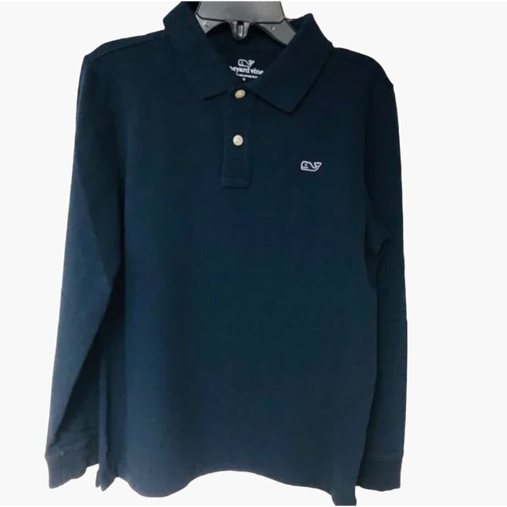 Vineyard Vines Polo Shirt Boys Size 6 Navy Blue Preppy Long Sleeves New without